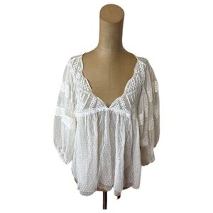 Free People True Candy Mesh Top White Size Medium